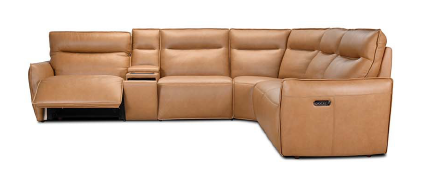 Charlotte - Sectional 6pc Leather power recliner sofa with Multifunctional console - Image 2