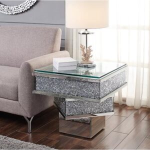 Mirrored Crystal End Table
