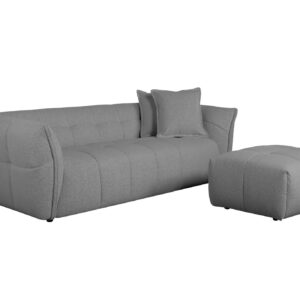 Milano - Grey 3 Seater Sofa & Ottoman