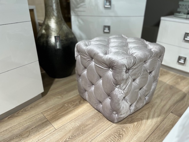 CUBE TUFTED FABRIC FOOTSTOOL
