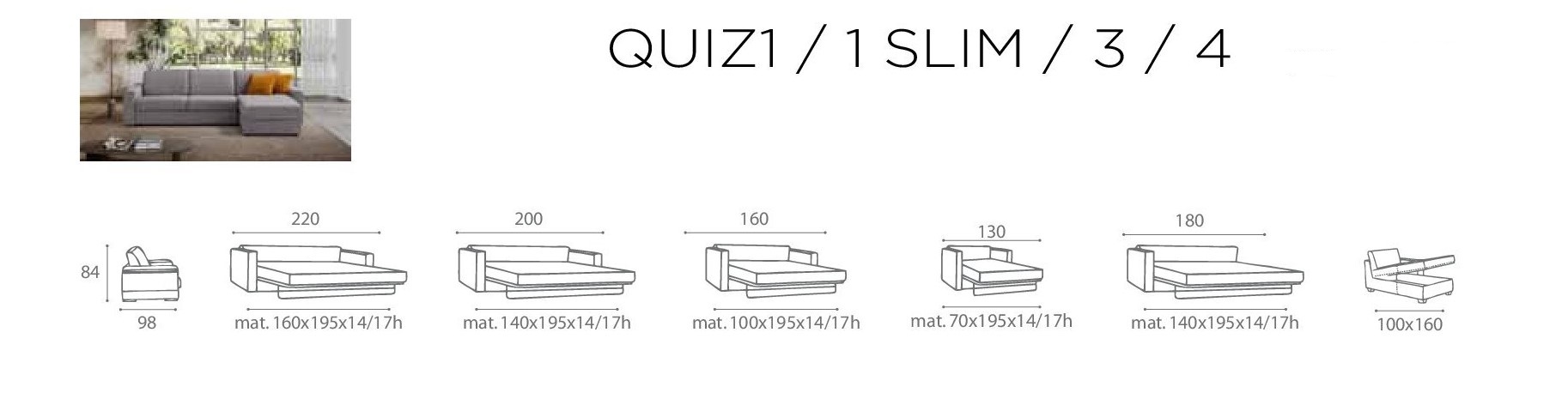 QUIZ Fabric Italian Sofa Bed - Image 3