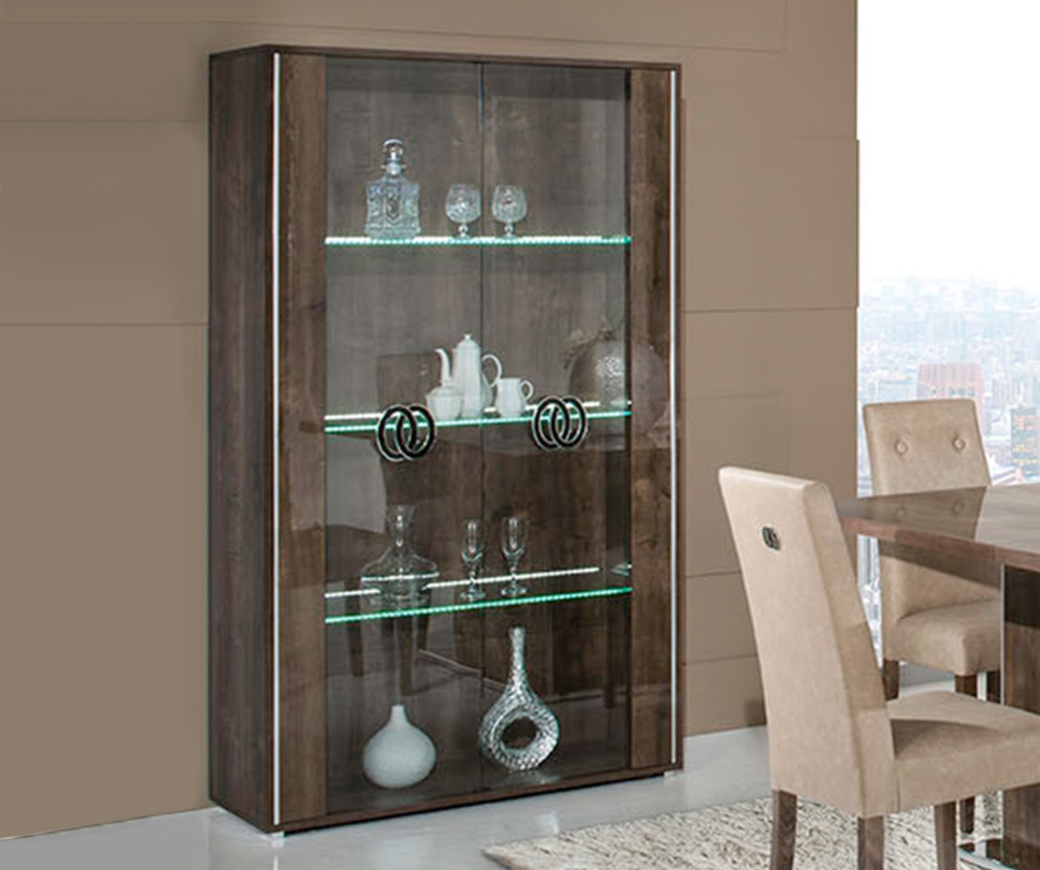 Athen Rovere Monte Italian 2 Door Vitrine - Image 2