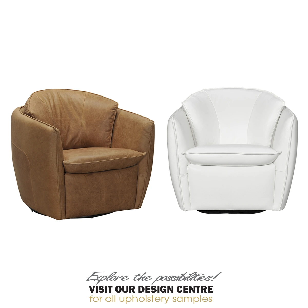 Swirl - swivel accent chair - Grey Leather - Image 2