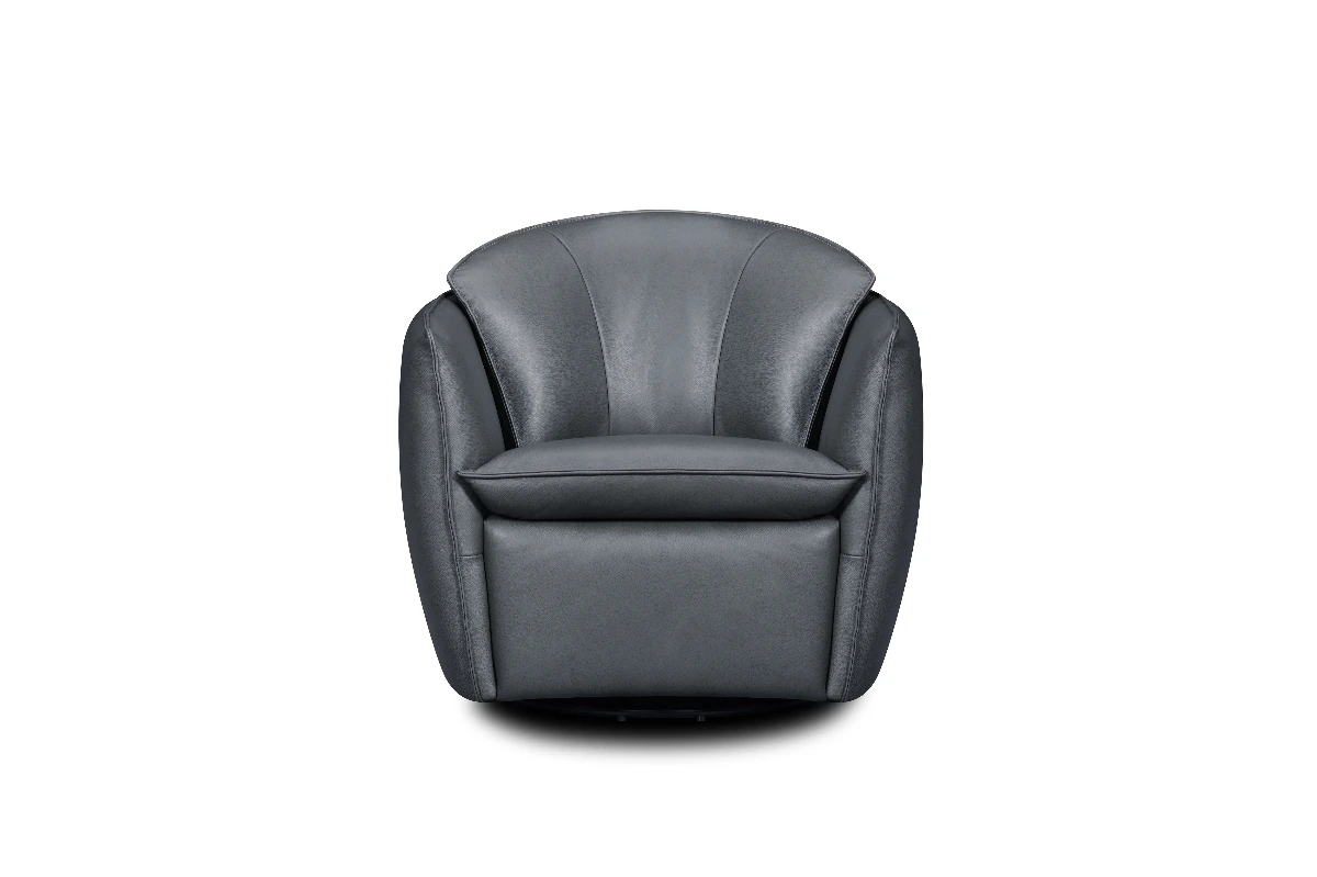 Swirl - swivel accent chair - Grey Leather - Image 5