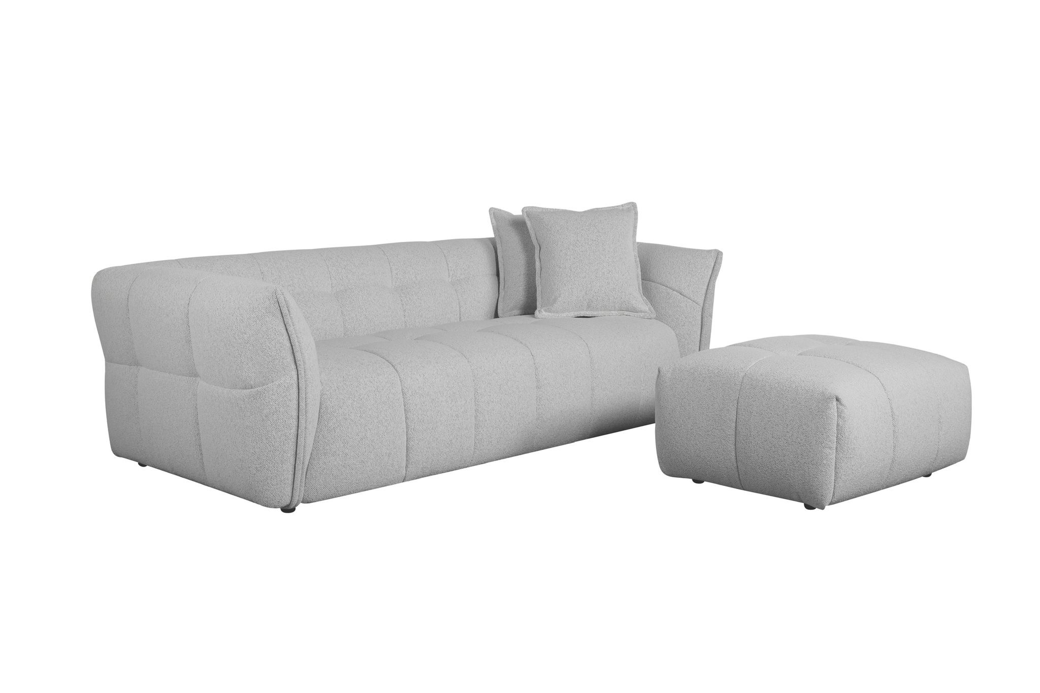 Milano - Ivory 3 Seater Sofa & Ottoman